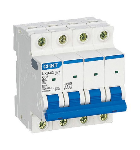 Aptomat chint MCB 4P NXB-63 dòng cắt 6ka - chint