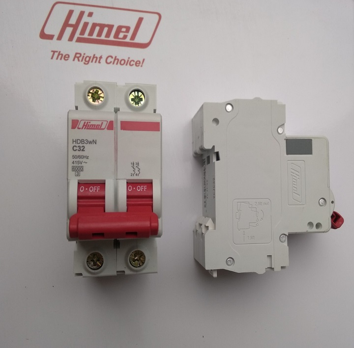 Cầu dao điện APTOMAT HIMEL MCB 2P HDB9H632C 6-125A 10kA