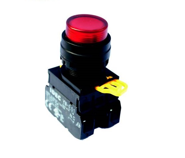 Phụ kiện tủ điện - Nút nhấn IDEC có đèn loại lồi YW1L-M2E10QM tiếp điểm 1NO
