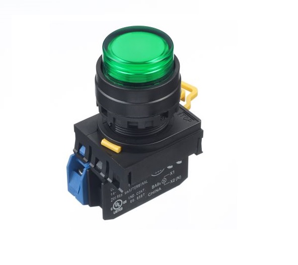 Phụ kiện tủ điện - Nút nhấn IDEC có đèn loại lồi YW1L-M2E11QM3  tiếp điểm 1NO+1NC