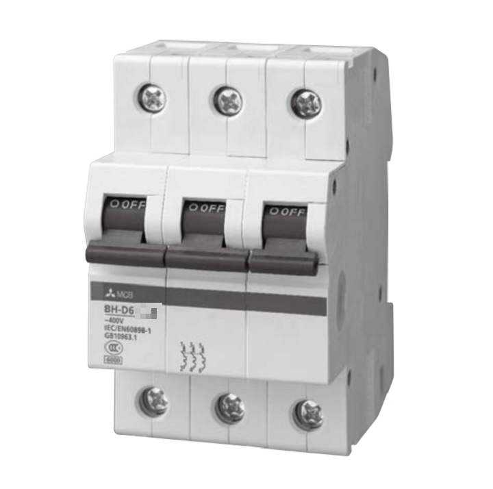 Cầu dao điện (APTOMAT) MCB 3 pha 6kA Mitsubishi 50A Mã: BH-D6 3P 50A TYPE C N